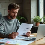 Designer examinant une feuille de logo DVGB Xoilutughiuz Tube imprimée dans un bureau moderne en 2026