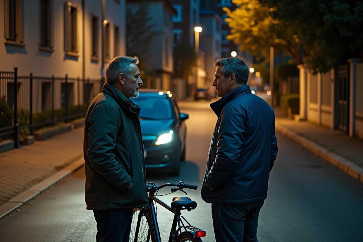 Deux hommes discutent près d une voiture à Grenoble