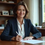 Femme d'une cinquantaine d'années dans un bureau élégant