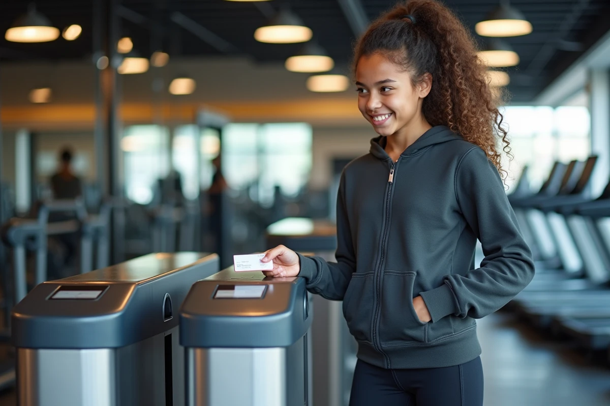 Fille de 15 ans souriante tenant sa carte d