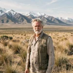 Homme aux cheveux argentés contemplant les paysages sauvages de Patagonie, liberté et nature préservée