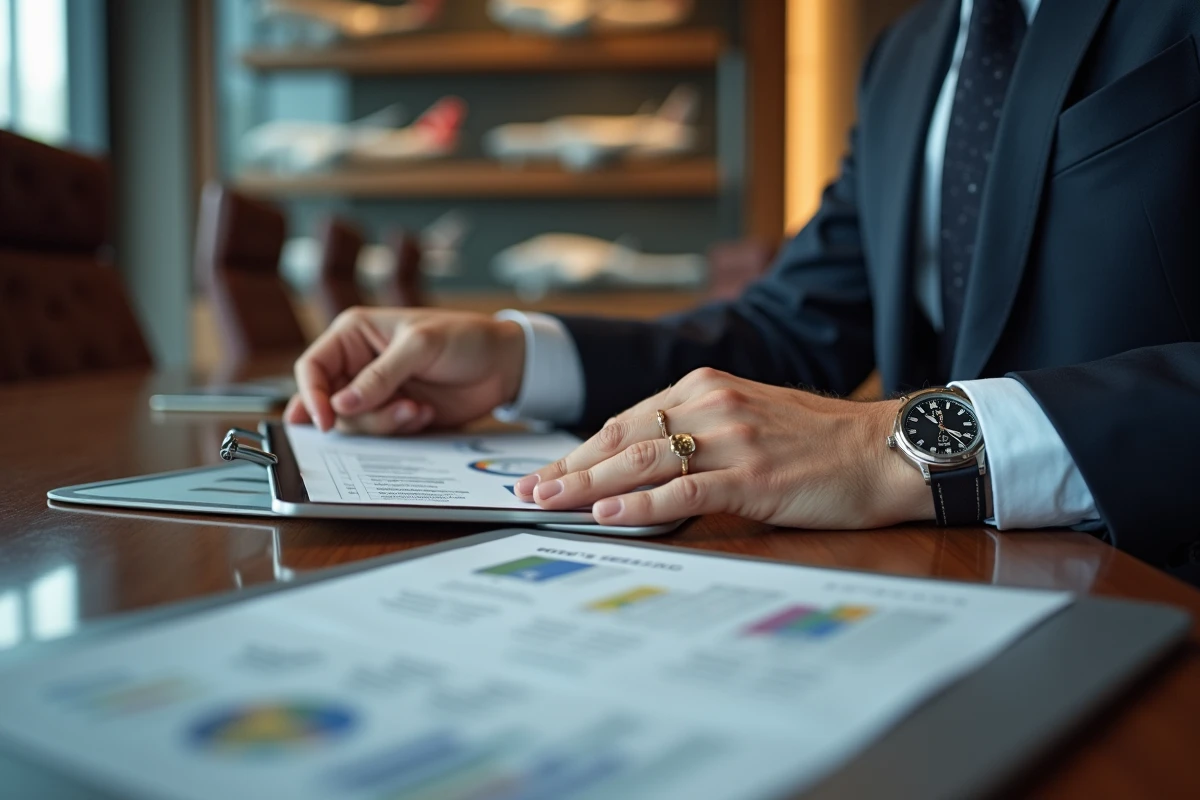 Mains examinant documents financiers et graphique